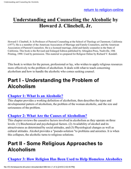 Understanding and Counseling the Alcoholic by Howard J. Clinebell, Jr
