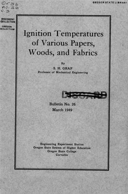 Ignition Temperatures of Various Papers, Woods, and Fabrics
