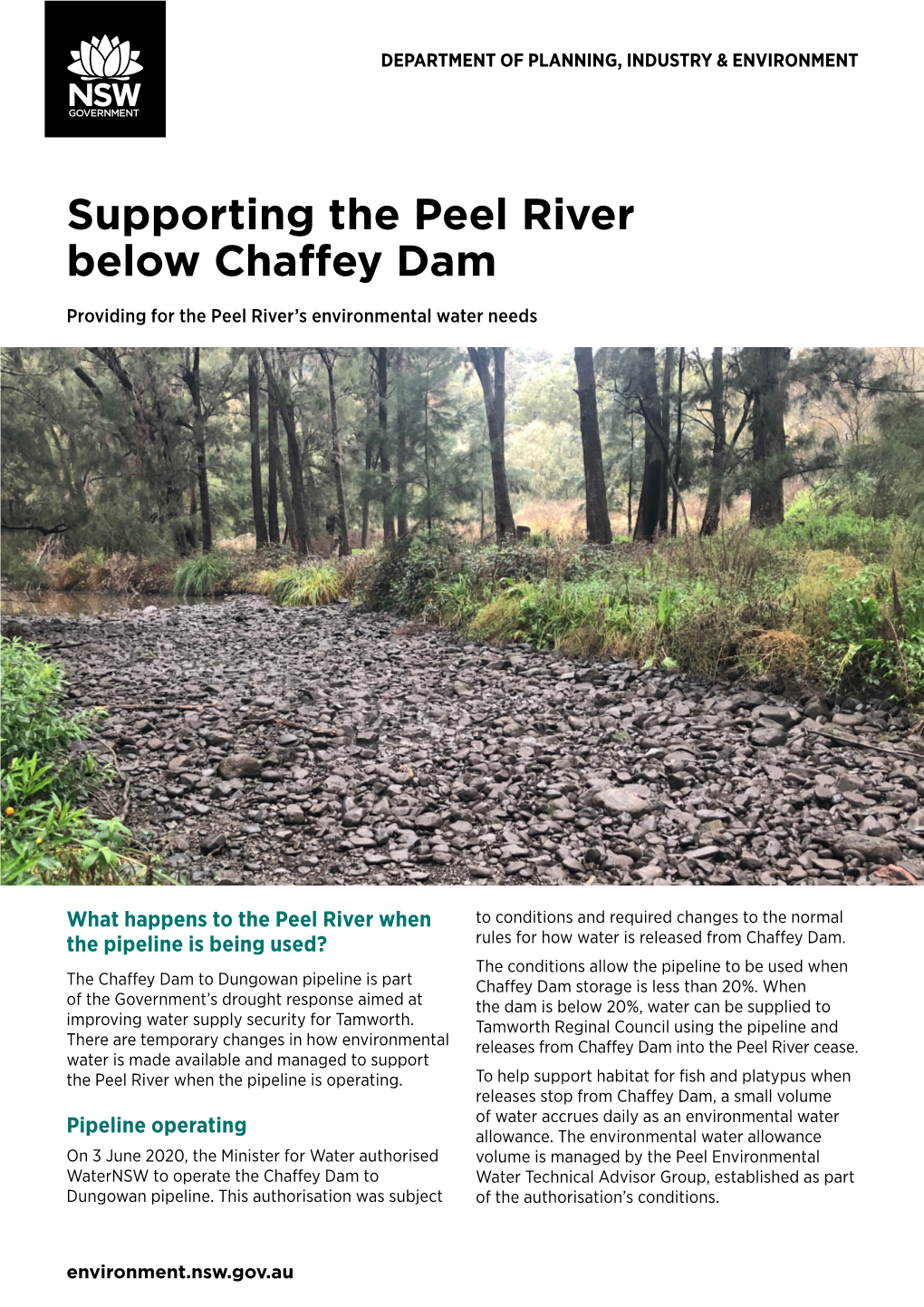 Supporting the Peel River Below Chaffey Dam