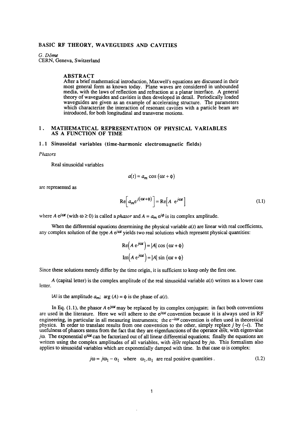 Basic Rf Theory, Waveguides and Cavities