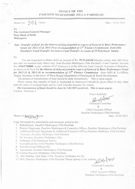 ~~\~\-Olf Financial Controller & Chief Accounts Officer Paschim Mcdinipore Zilla Parishad Memo 1\0:}'06 Jr(4:Jjccts