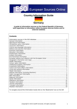 Country Information Guide Germany
