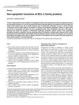 Non-Apoptotic Functions of BCL-2 Family Proteins