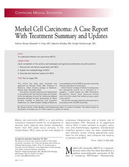Merkel Cell Carcinoma: a Case Report with Treatment Summary and Updates