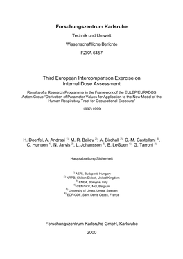 Forschungszentrum Karlsruhe Third European Intercomparison Exercise