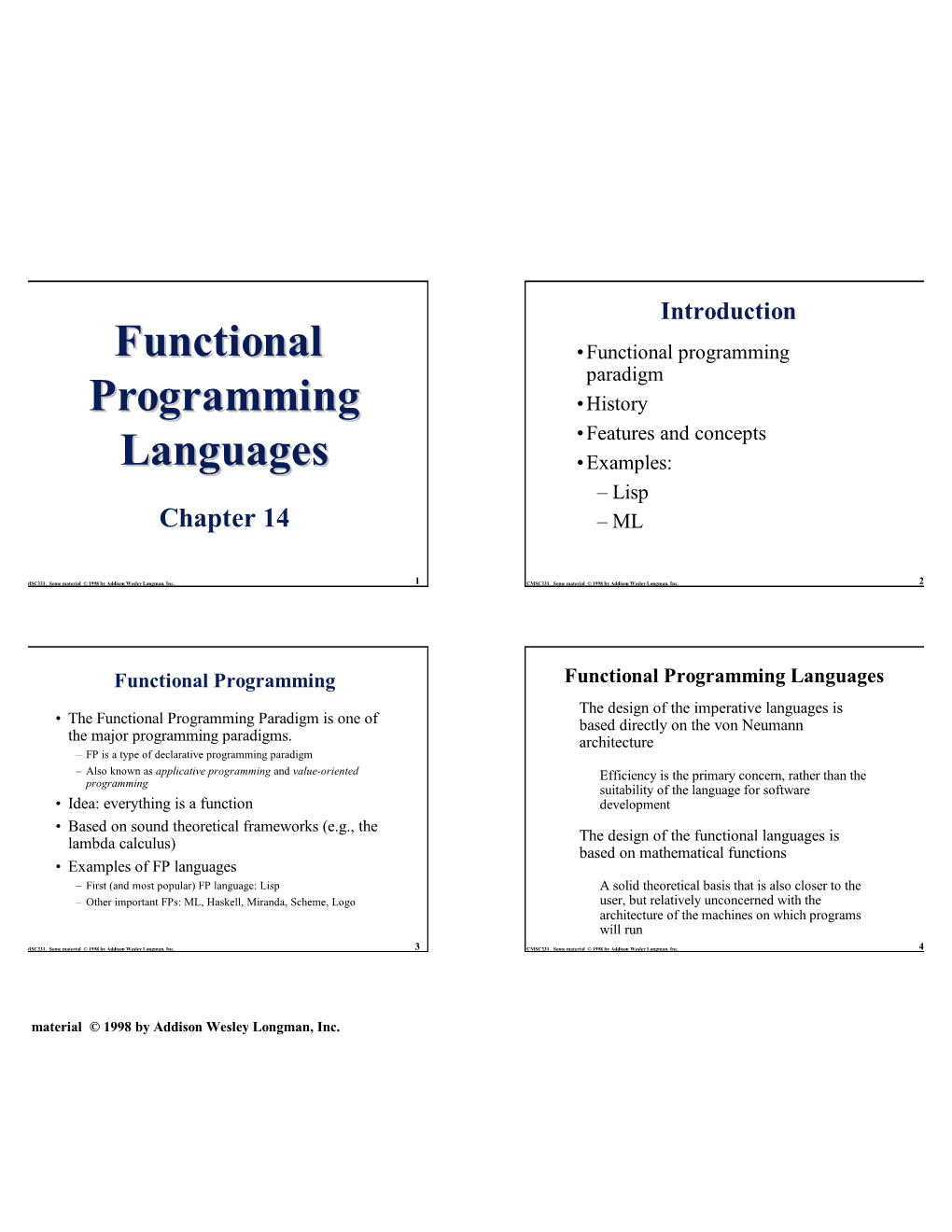 Functional Programming Languages