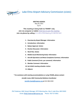 Lake Elmo Airport Advisory Commission (LEAAC)