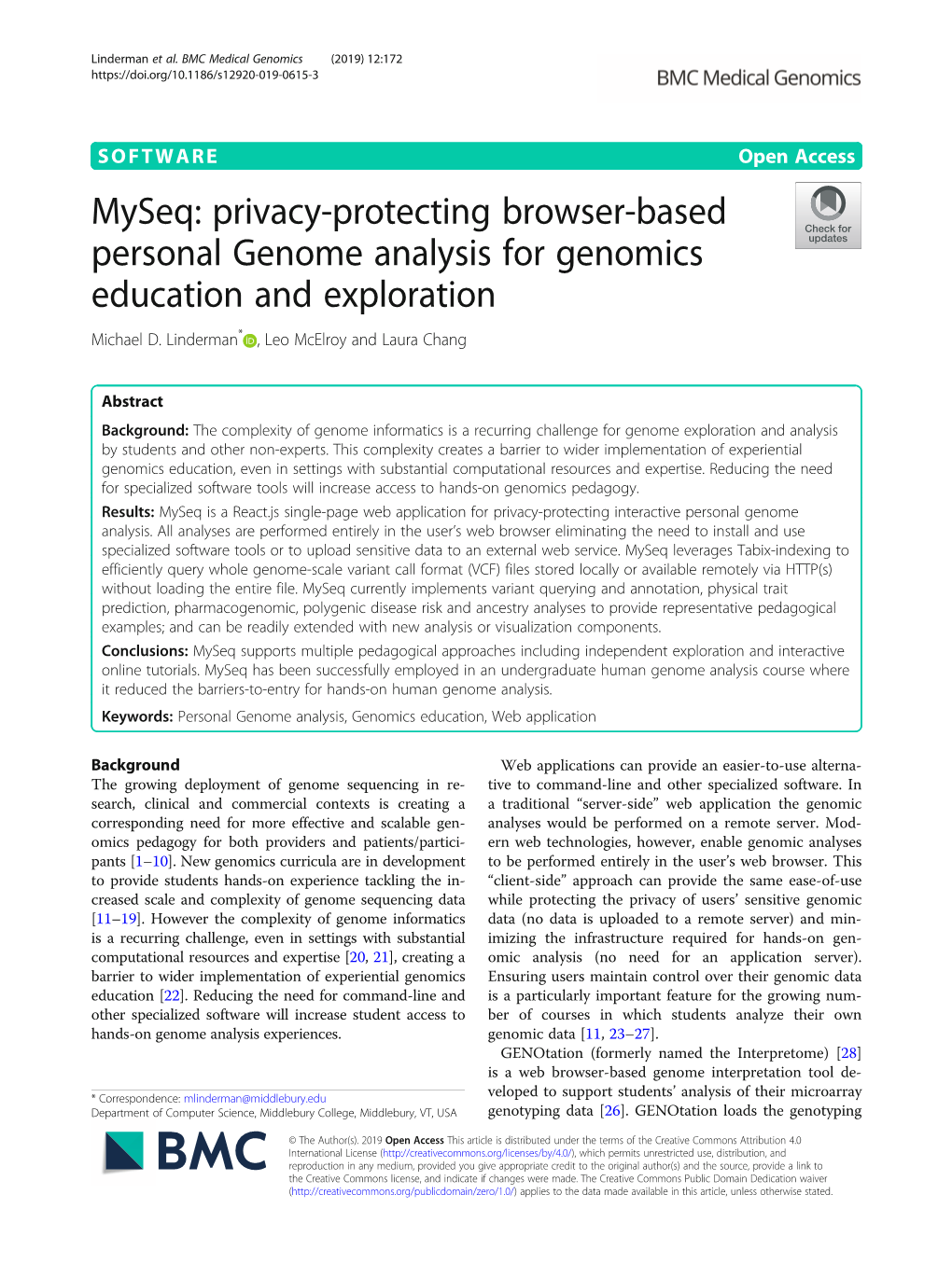 Privacy-Protecting Browser-Based Personal Genome Analysis for Genomics Education and Exploration Michael D