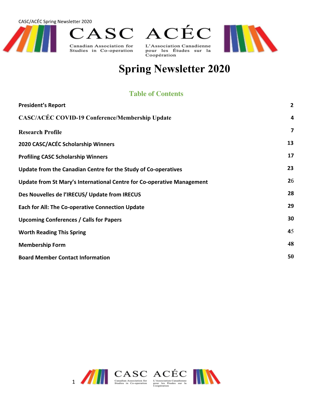 Spring Newsletter 2020