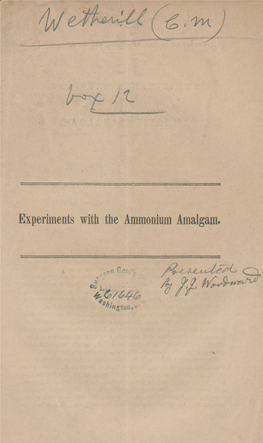 Experiments with the Ammonium Amalgam