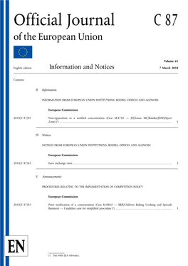 Official Journal C 87 of the European Union