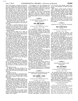 CONGRESSIONAL RECORD— Extensions of Remarks E1005 HON