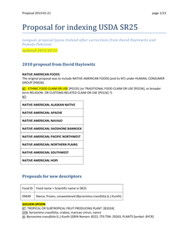 Proposal for Indexing USDA SR25