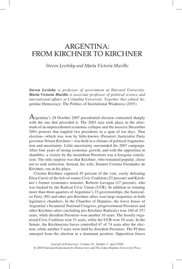 Argentina: from Kirchner to Kirchner