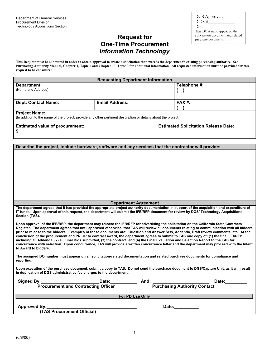 SINGLE SOURCE JUSTIFICATION (Preferred Source) Department Of General Services