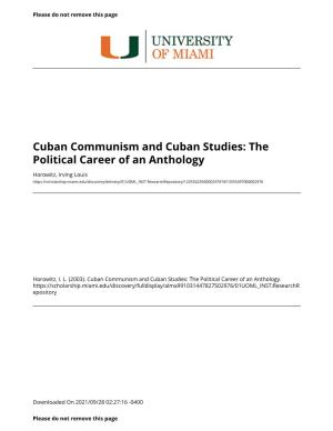 Cuban Communism and Cuban Studies: the Political Career of an Anthology