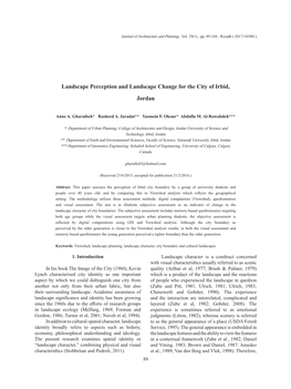 Landscape Perception and Landscape Change for the City of Irbid, Jordan