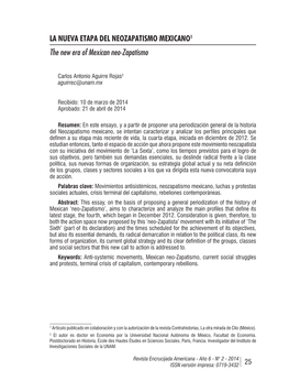LA NUEVA ETAPA DEL NEOZAPATISMO MEXICANO1 the New Era of Mexican Neo-Zapatismo