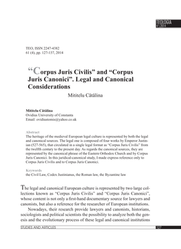 Corpus Juris Civilis” and “Corpus Juris Canonici”