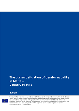 The Current Situation of Gender Equality in Malta – Country Profile