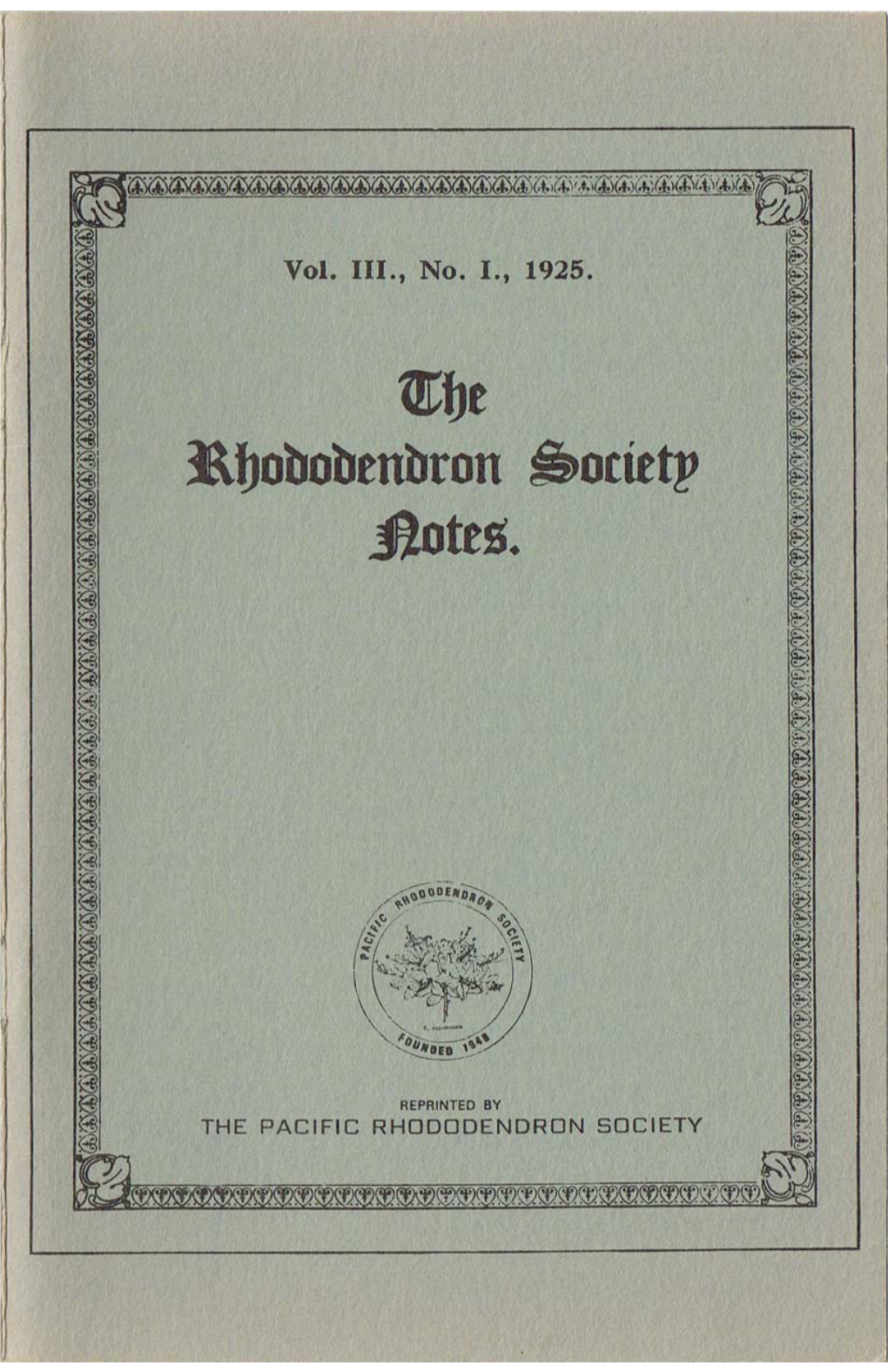 Rhododendron Society Notes Vol III.I 1925 for WEBSITE