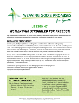 Lesson 47 Women Who Struggled for Freedom