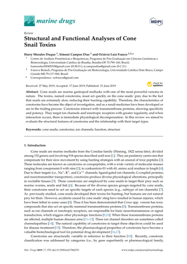 Structural and Functional Analyses of Cone Snail Toxins