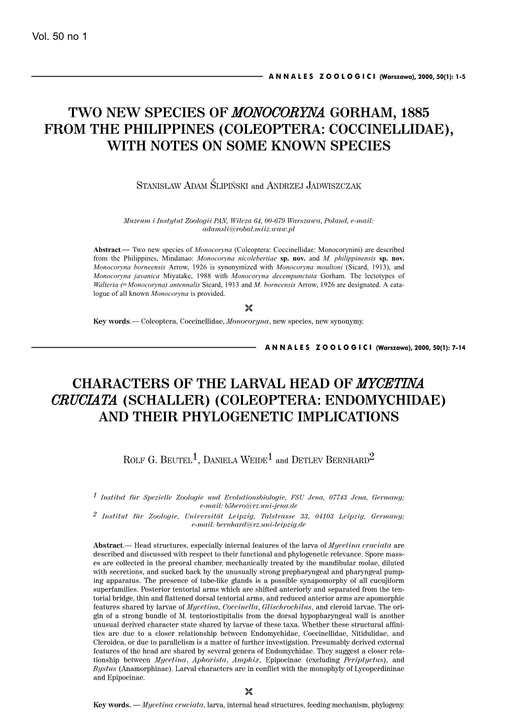 Coleoptera: Coccinellidae), with Notes on Some Known Species