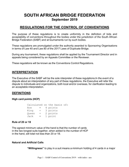 Conventions Control Regulations