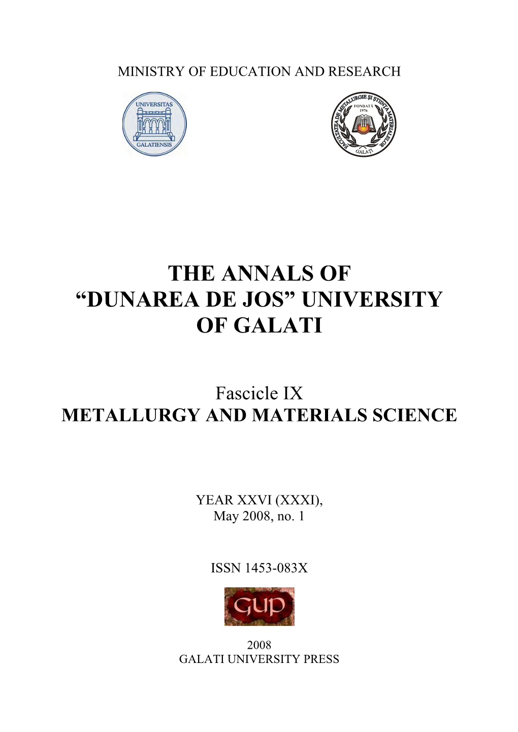 The Annals of “Dunarea De Jos” University of Galati