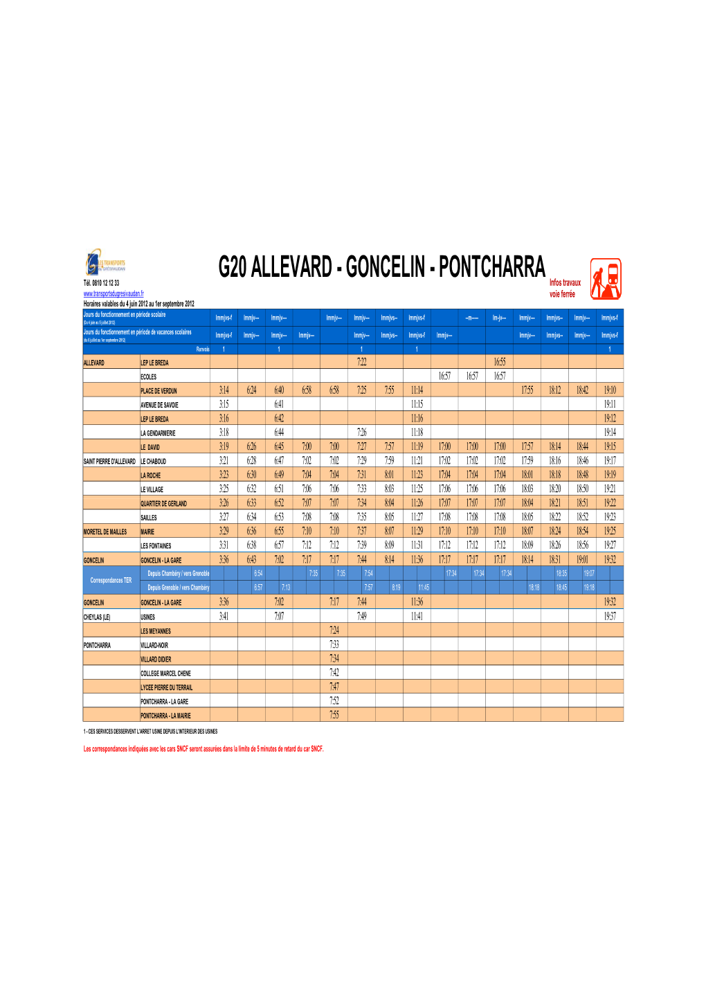 G20 ALLEVARD - GONCELIN - PONTCHARRA Tél