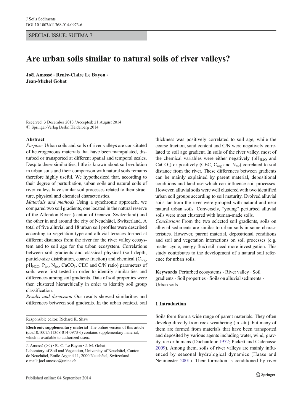Are Urban Soils Similar to Natural Soils of River Valleys?