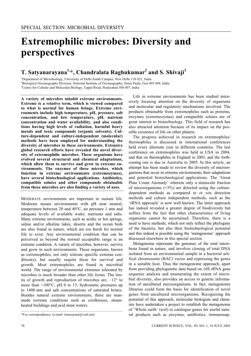 Extremophilic Microbes: Diversity and Perspectives