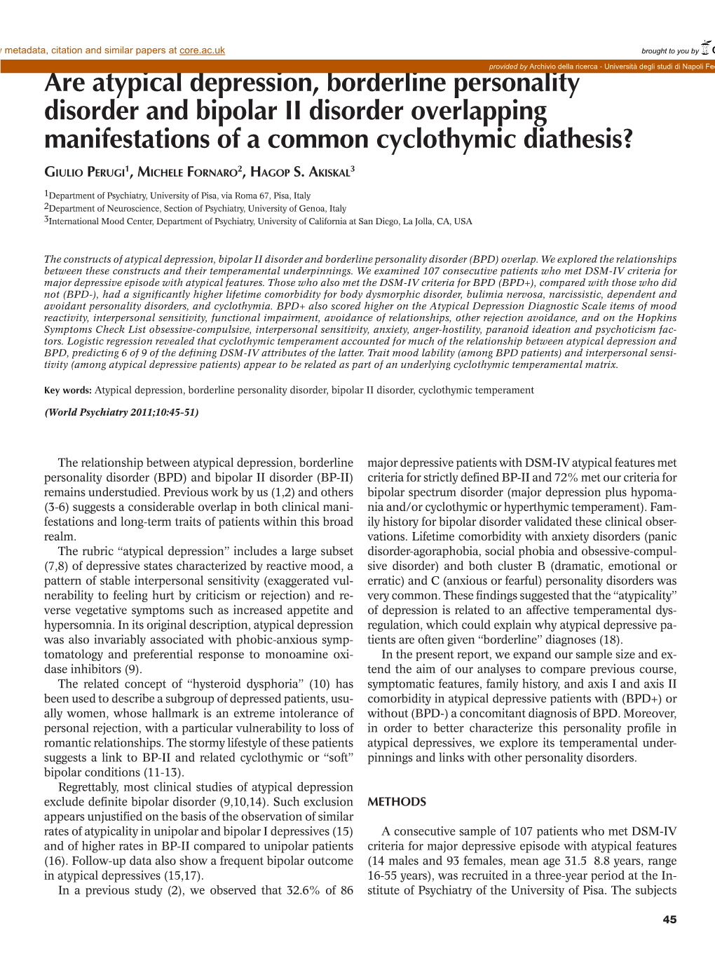 Are Atypical Depression, Borderline Personality Disorder and Bipolar II Disorder Overlapping Manifestations of a Common Cyclothymic Diathesis?