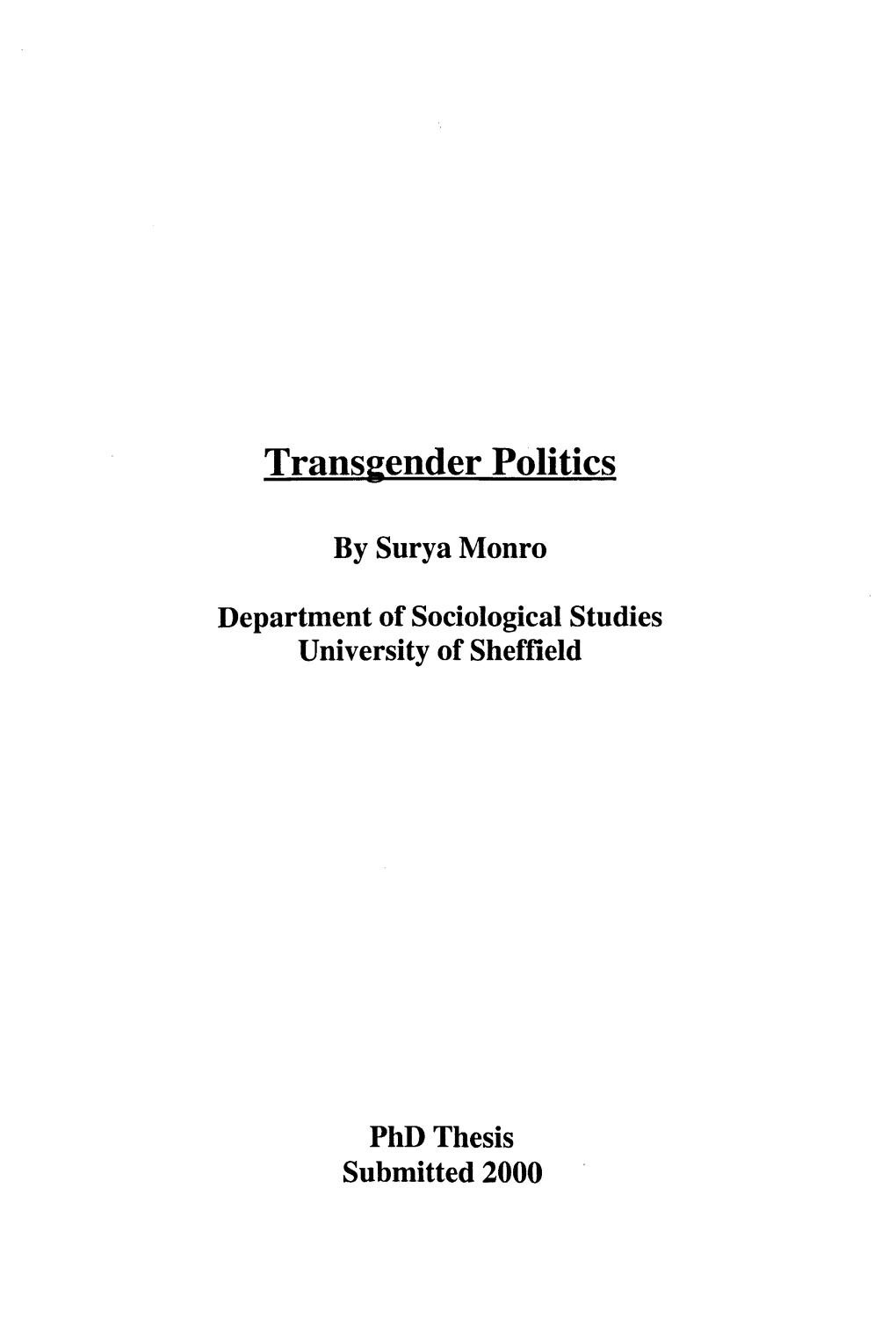 Transgender Politics and Citizenship 195