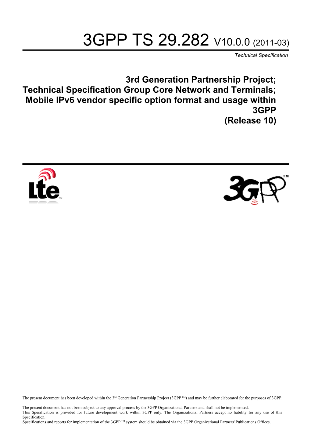 Technical Specification Group Core Network and Terminals;