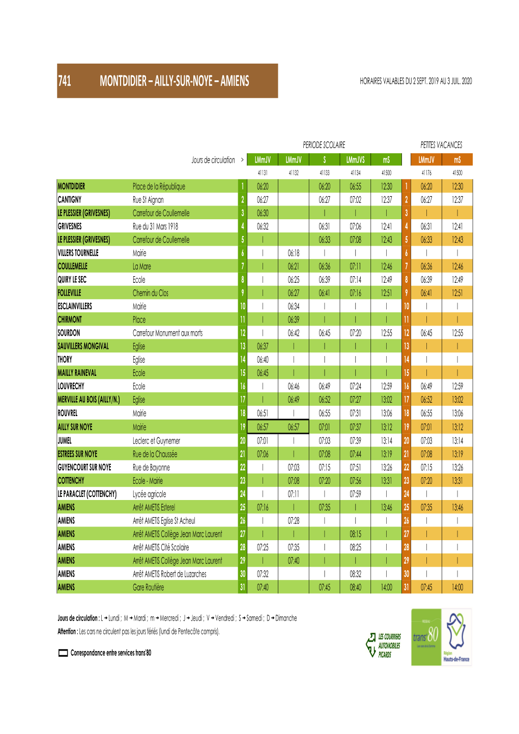 Ailly-Sur-Noye – Amiens Horaires Valables Du 2 Sept