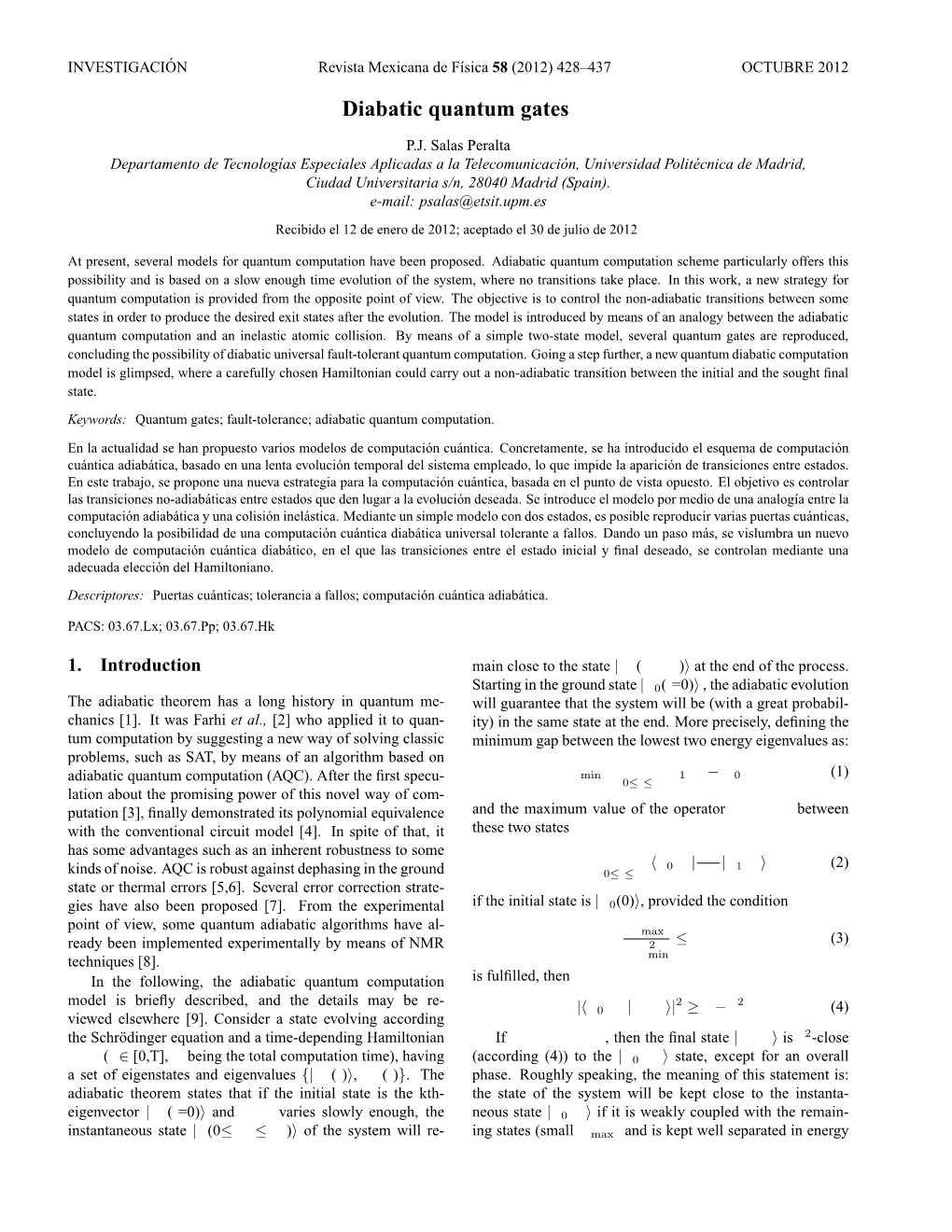 Diabatic Quantum Gates