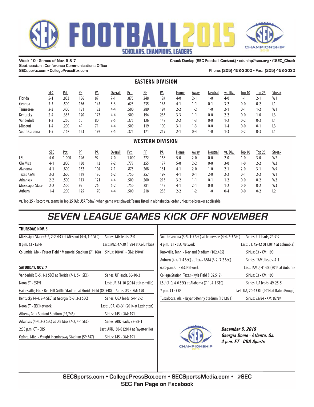 Seven League Games Kick Off November