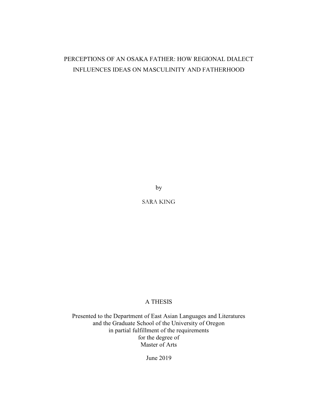 Perceptions of an Osaka Father: How Regional Dialect Influences Ideas on Masculinity and Fatherhood