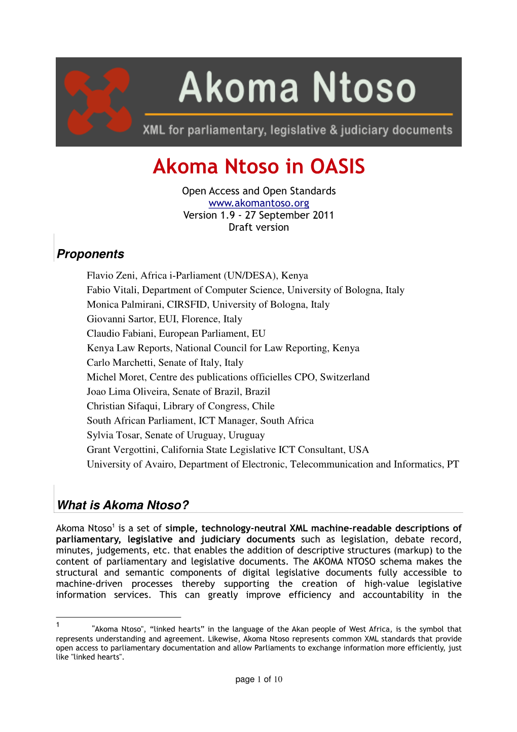 Akoma Ntoso in OASIS