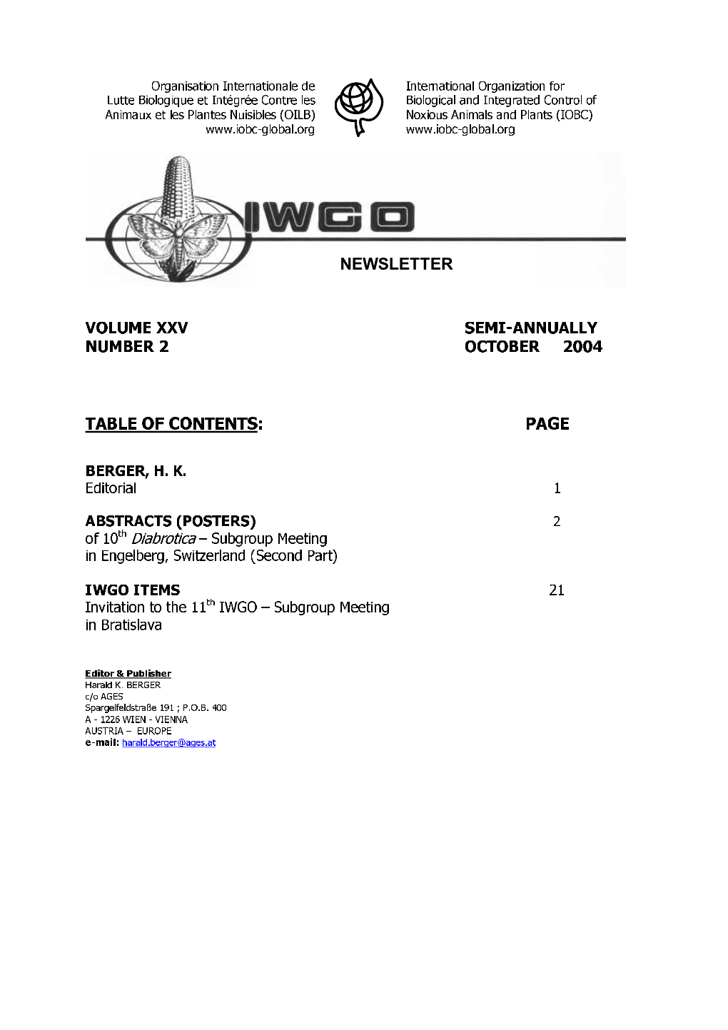 Table of Contents : Page