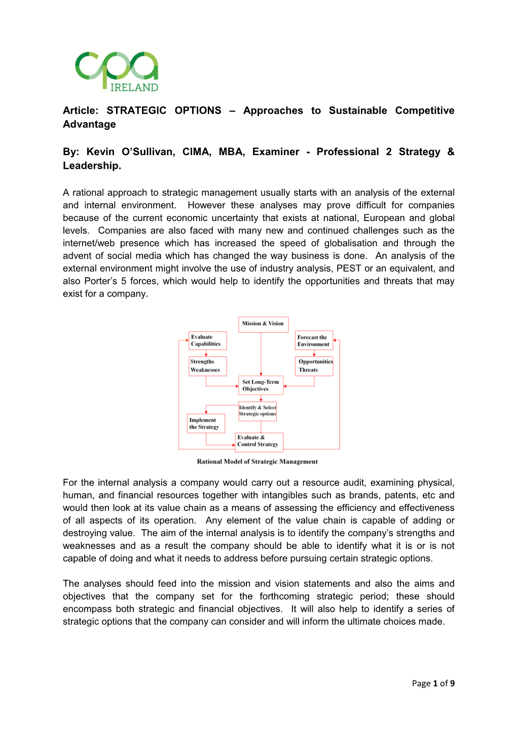 Approaches to Sustainable Competitive Advantage By