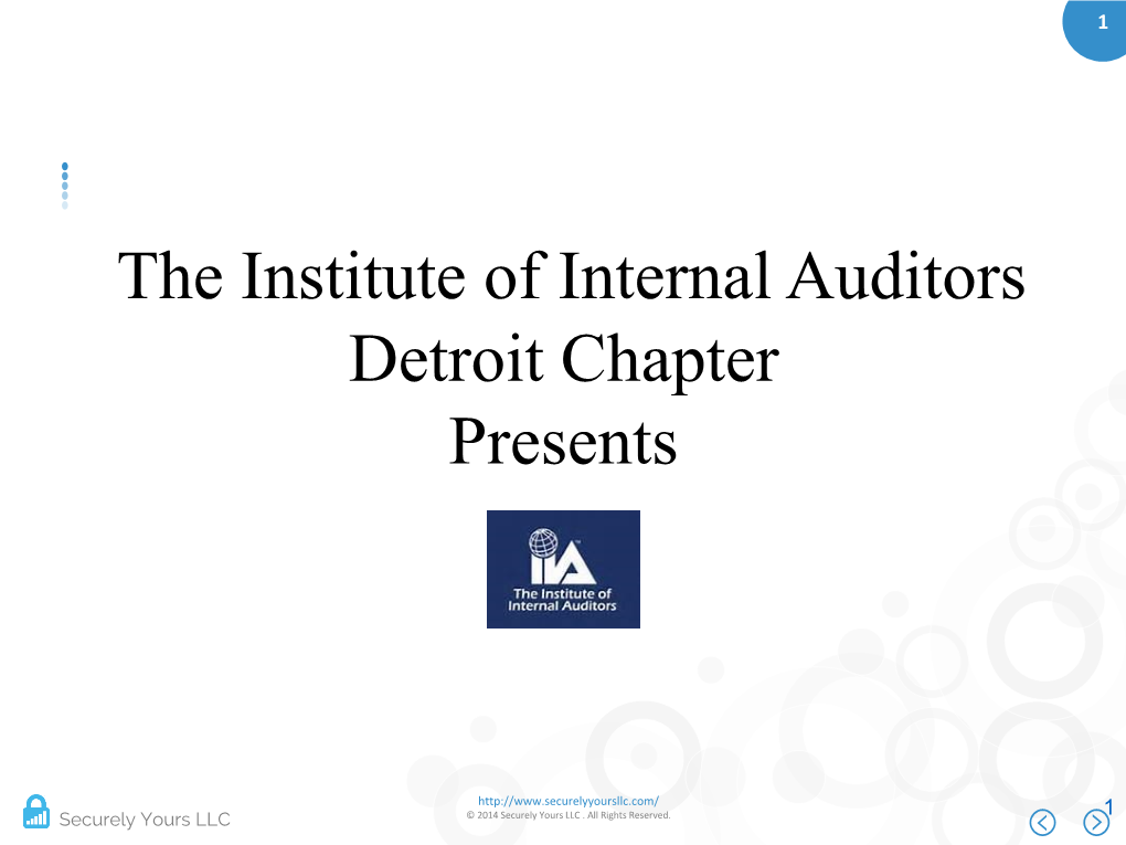 The Institute of Internal Auditors Detroit Chapter Presents