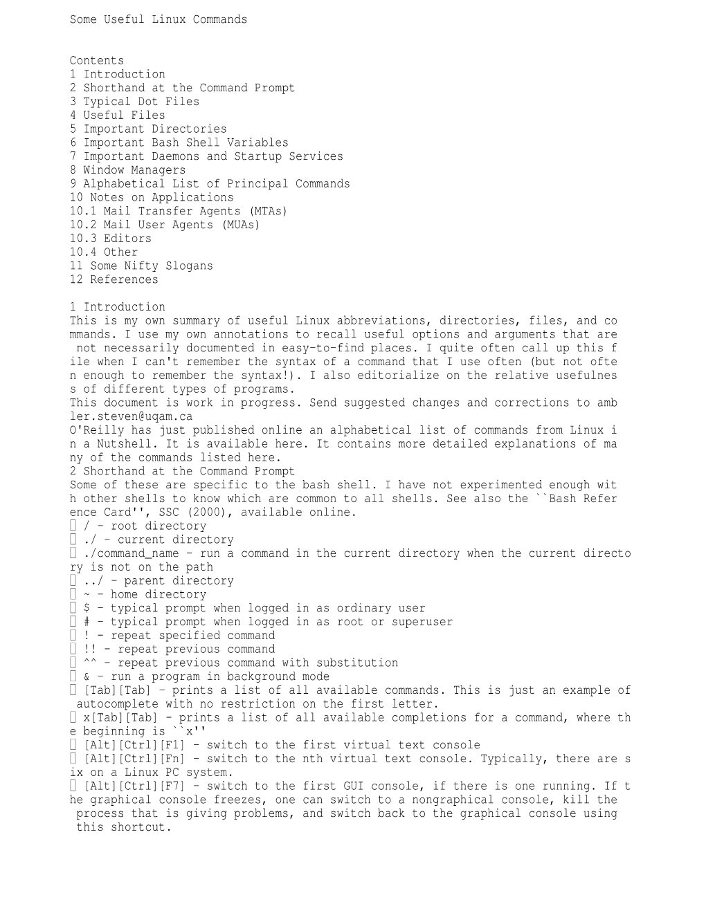 Some Useful Linux Commands Contents 1 Introduction 2