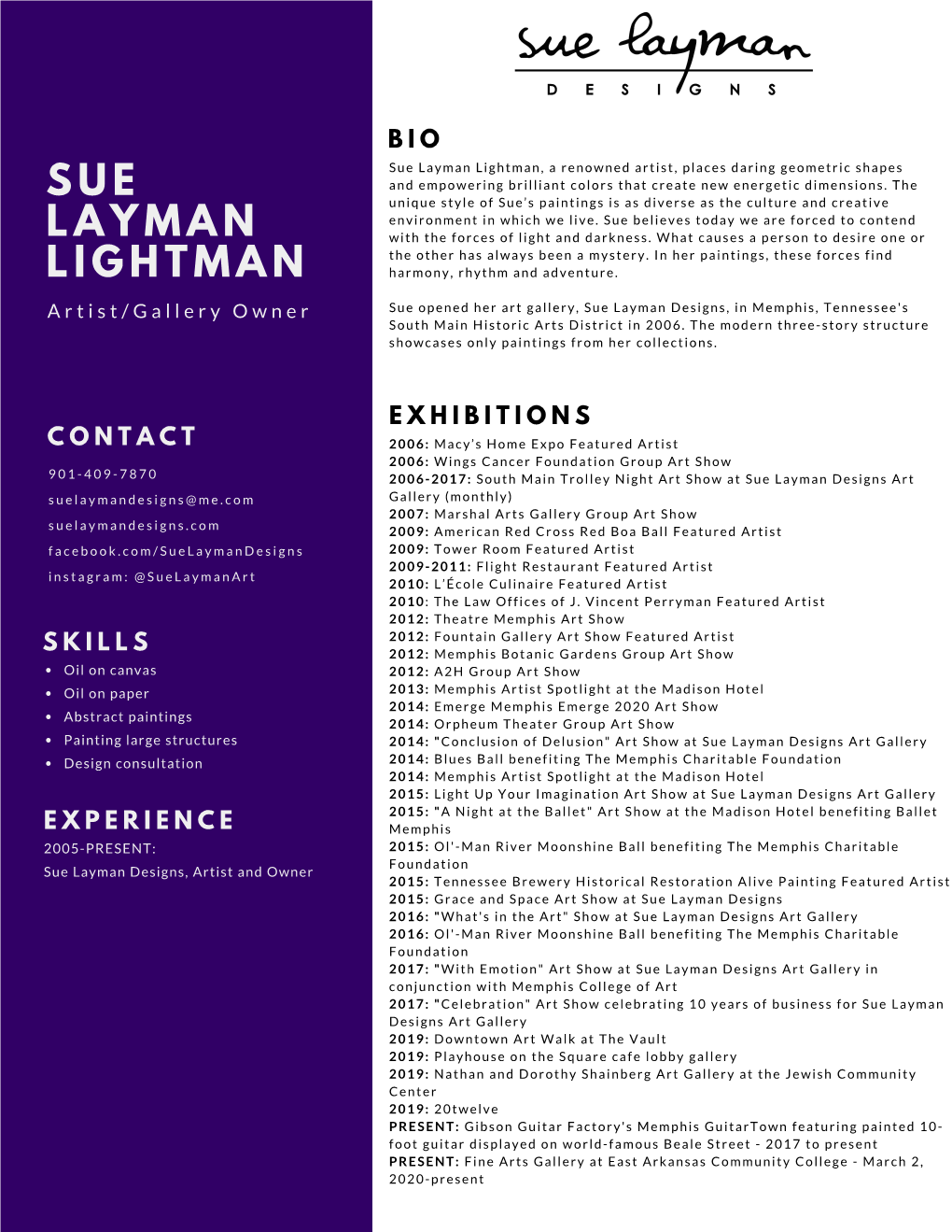 Sue Layman Lightman CV