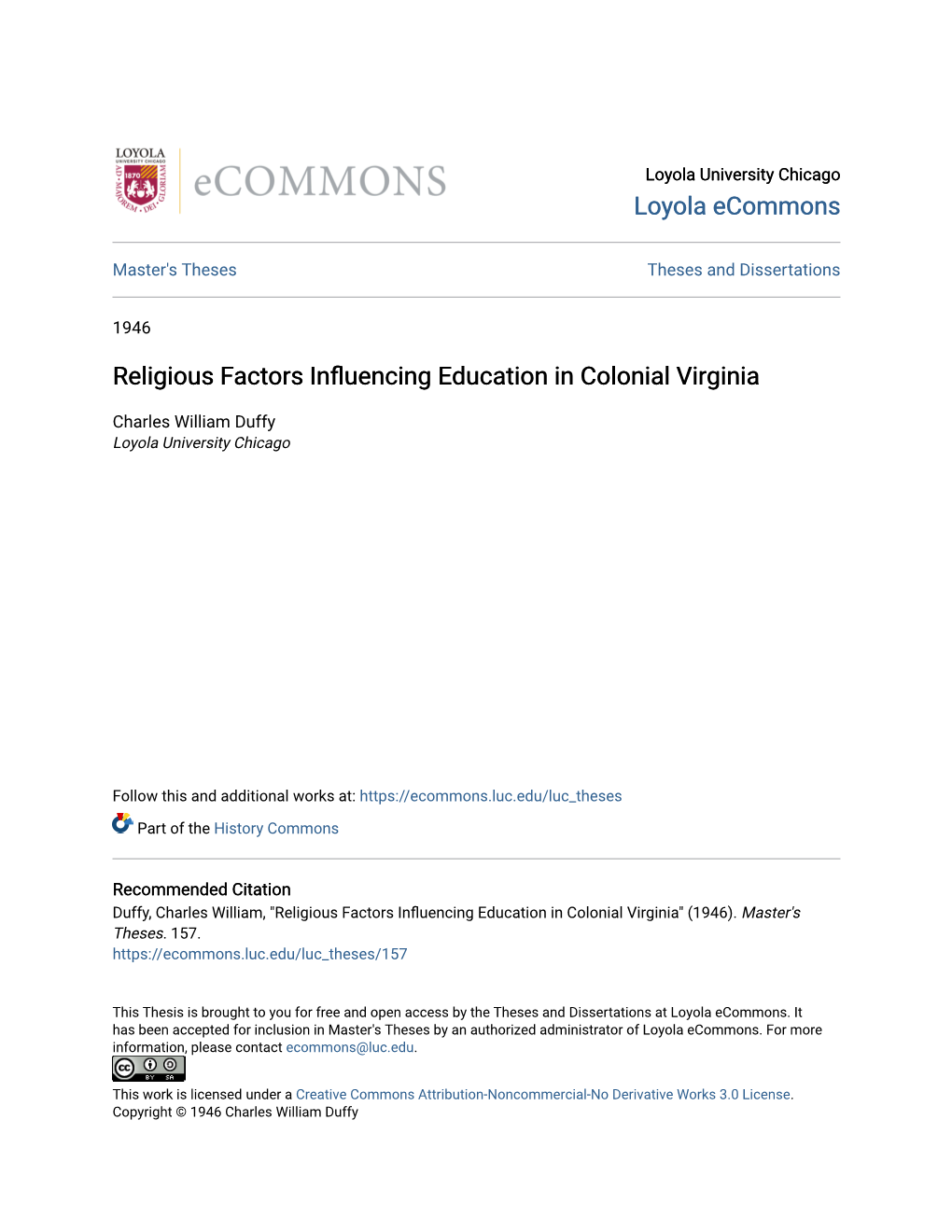 Religious Factors Influencing Education in Colonial Virginia