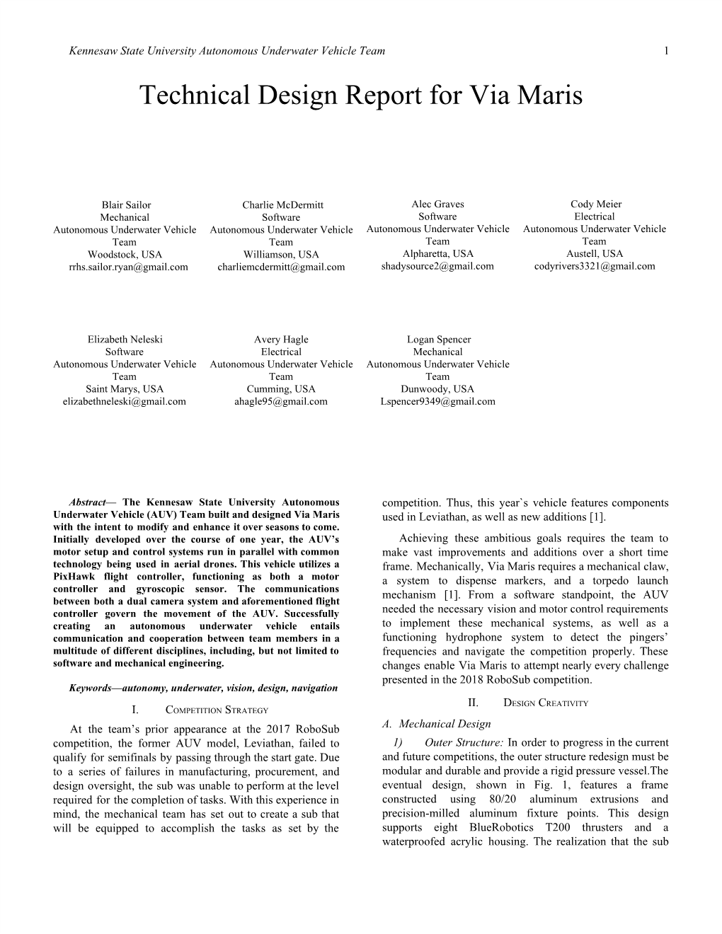 Technical Design Report for Via Maris