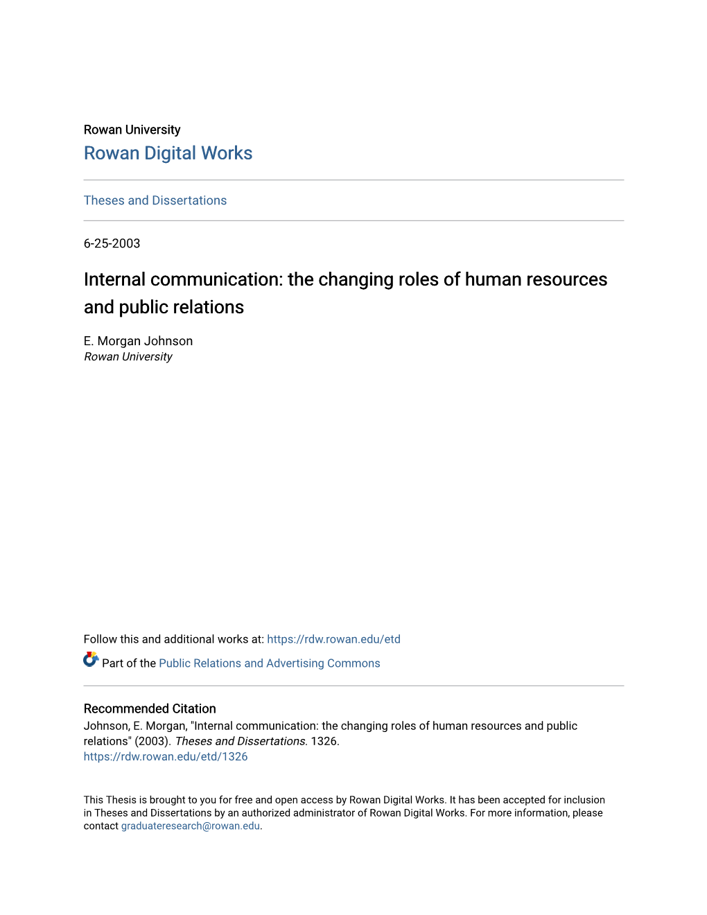 Internal Communication: the Changing Roles of Human Resources and Public Relations
