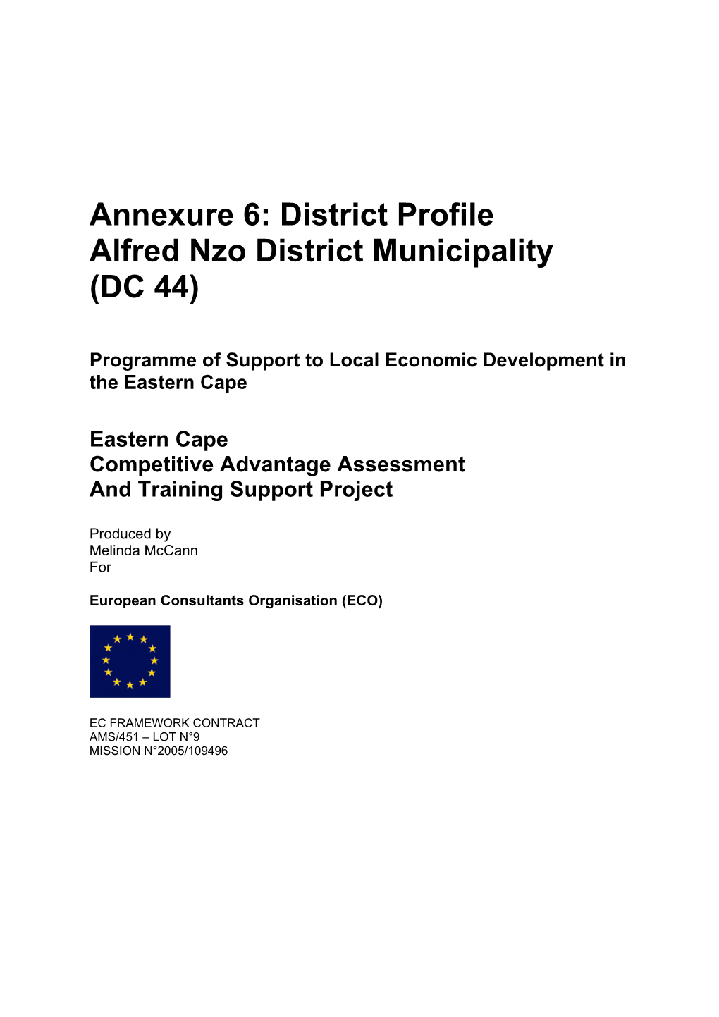 District Profile Alfred Nzo District Municipality (DC 44)